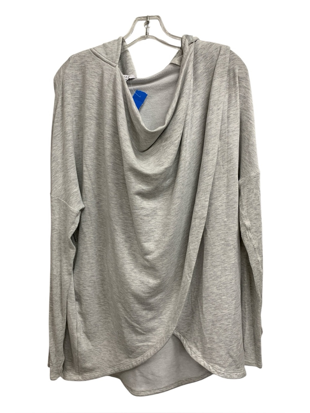 Athleta Light Gray Draped Cowl Hoodie Sweater